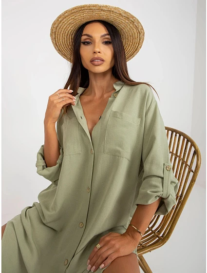Dámské košilové šaty TW SK BE model 22185660 pistácie - FPrice Dámské košilové šaty TW SK BE model 22185660 pistácie - FPrice