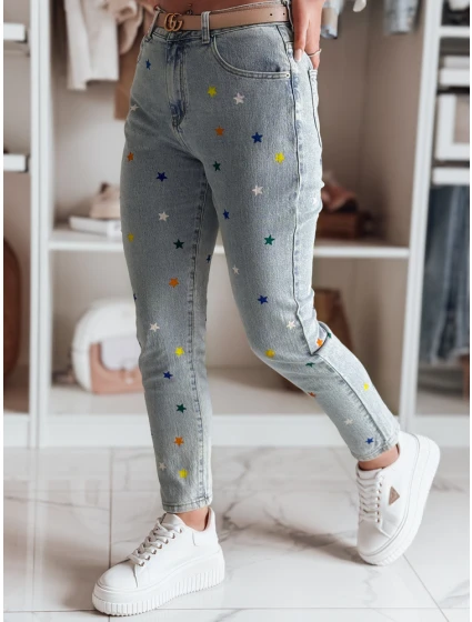 Dámske slim fit džínsy SHINYFIT stars blue FashionStreet UY2452