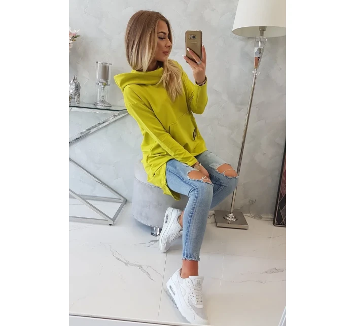 Mikina s dlhým chrbtom a kapucňou kivi