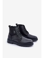 Skórzane Ocieplane Trapery Botki Męskie Big Star OO174166 Czarne