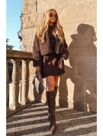 Dámske čižmy na podpätku s prešívaním Olyvia - čokoláda Dámske čižmy na podpätku s prešívaním Olyvia - čokoláda