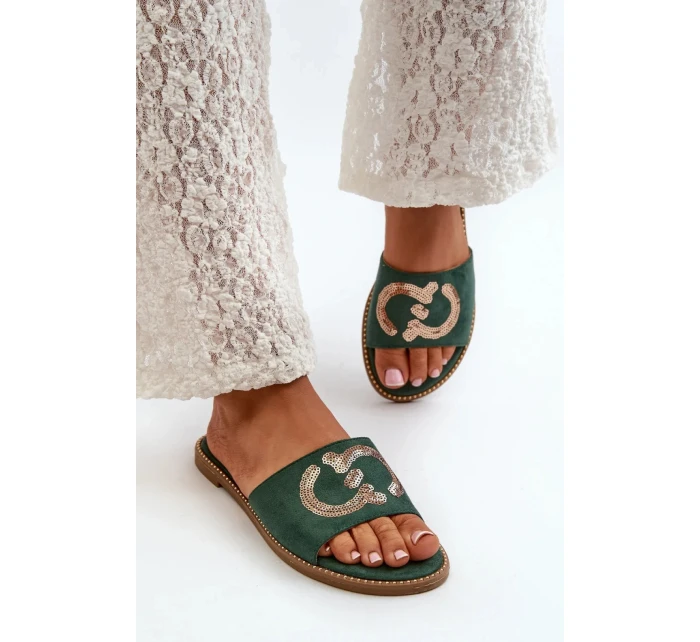 Papuče KV27-052 tmavo zelené - Krok vo veľkom štýle