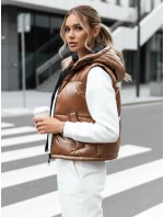Dámská prošívaná vesta tmavě béžová Dstreet model 21970332 - FashionStreet