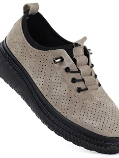 Jezzi 26PB18-135 kožené poltopánky na fango platforme s ažurovou podrážkou