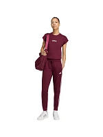 Dámske nohavice adidas Essentials 3-Stripes Fleece Slim v bordovej farbe KF8321 Dámske nohavice adidas Essentials 3-Stripes Fleece Slim v bordovej farbe KF8321