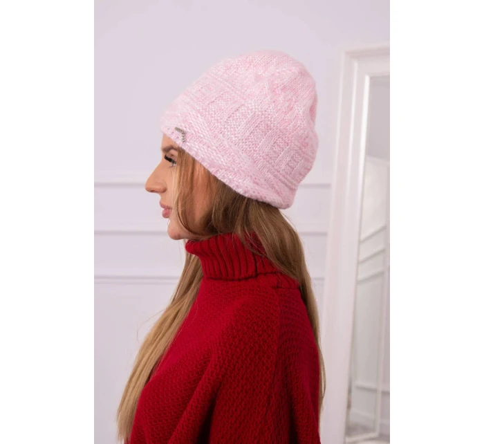 Fleecová čepice pudrově růžová model 18751449 - K-Fashion Fleecová čepice pudrově růžová model 18751449 - K-Fashion