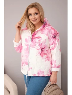 Plus veľkosť dámske jarné bundy s kvetinovým vzorom svetlo ružová