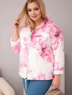 Plus veľkosť dámske jarné bundy s kvetinovým vzorom svetlo ružová
