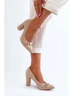 model 21652560 Velurové lodičky na podpatku se srdcem cappuccino - Zazoo