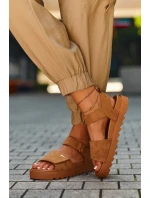 Damskie Zamszowe Sandały Na Platformie Big Star NN274705 Brązowe Damskie Zamszowe Sandały Na Platformie Big Star NN274705 Brązowe