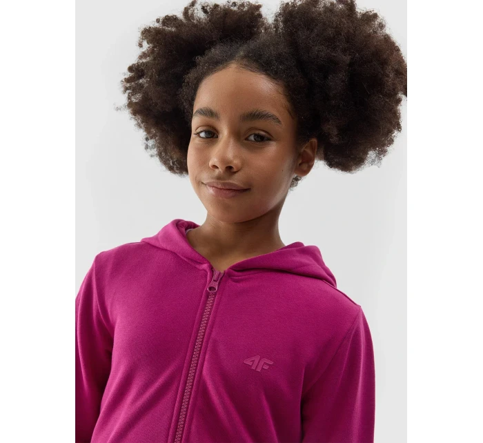 Dívčí tepláková rozepínací mikina s kapucí 4F - růžová Dívčí tepláková rozepínací mikina s kapucí 4F - růžová