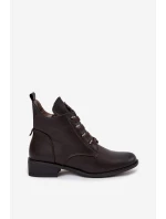 Dámske členkové topánky na nízkom podpätku so zipsom s ozdobou - hnedé Nevalia Dámske členkové topánky na nízkom podpätku so zipsom s ozdobou - hnedé Nevalia