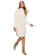 Dámske svetrové šaty M635 beige - Made Of Emotion