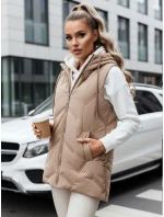Dámská prošívaná vesta s kapucí v barvě camel Dstreet model 21991384 - FashionStreet