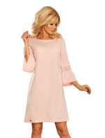 Dámske šaty v pastelovo ružovej farbe s čipkou na rukávoch model 5917659