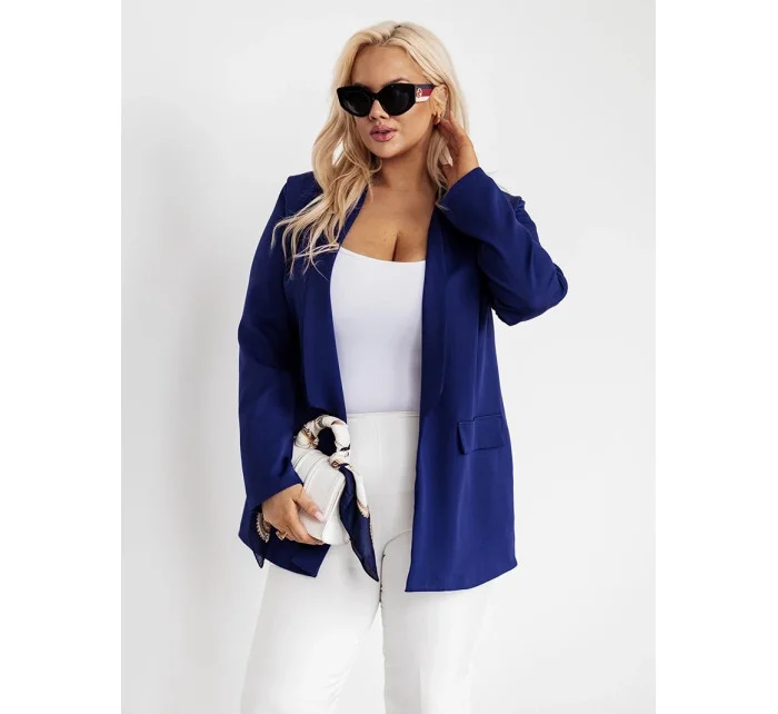 Tmavomodré klasické dámske sako nadmernej veľkosti (8275)