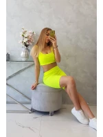 Súprava s nohavicami s vysokým pásom žltej neónovej farby