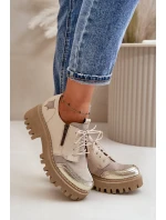 Półbuty Damskie Ze Skóry Naturalnej Beżowe Maciejka 06177-04