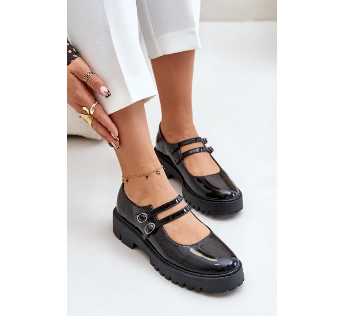 Lakované Dámské Polobotky S Pásky Černé model 21671162 - Boto