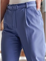 Ležérne dámske plisované nohavice s opaskom PLISSO blue FashionStreet UY2517