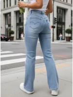 Jeansy damskie z wysokim stanem niebieskie model 22038500 - FashionStreet