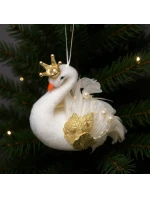 DEKORATÍVNA LABUŤ ZÁVESNÁ OZDOBA 17CM PERLEŤOVÉ KRÍDLA