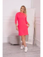 Šaty s kapucí a kapsami růžové neonové Šaty s kapucí a kapsami růžové neonové