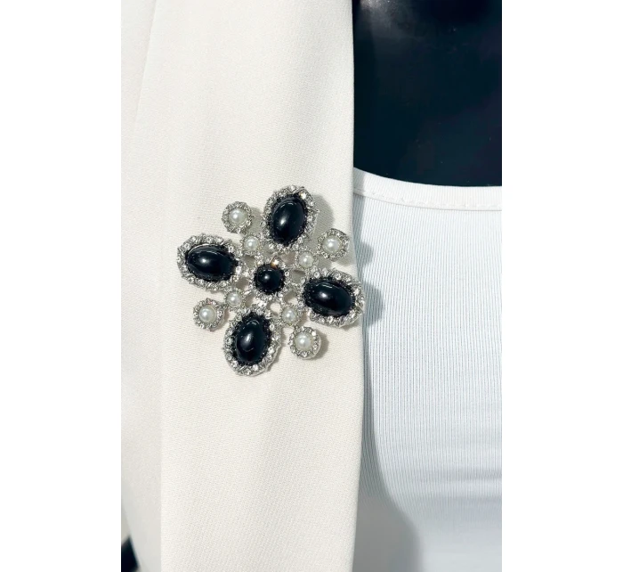 Brošňa Kvetina 2 strieborná + čierna Brošňa Kvetina 2 strieborná + čierna
