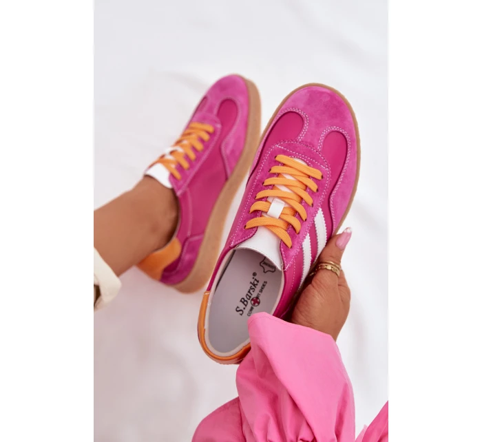 Kožené Dámské Tenisky model 22013924 Fuchsiová - S.Barski