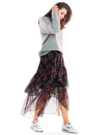 Dámská sukně model 18439327 černá s květy - awama