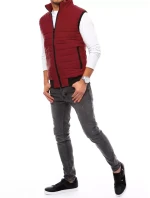 Pánska prešívaná vesta bordovej farby FashionStreet TX4016
