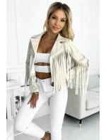 624-1 Krátka bunda so strapcami z mäkkej ekokože - béžová 624-1 Krátka bunda so strapcami z mäkkej ekokože - béžová