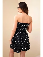 Dámsky viskózový overal s bodkami a volánom čierny