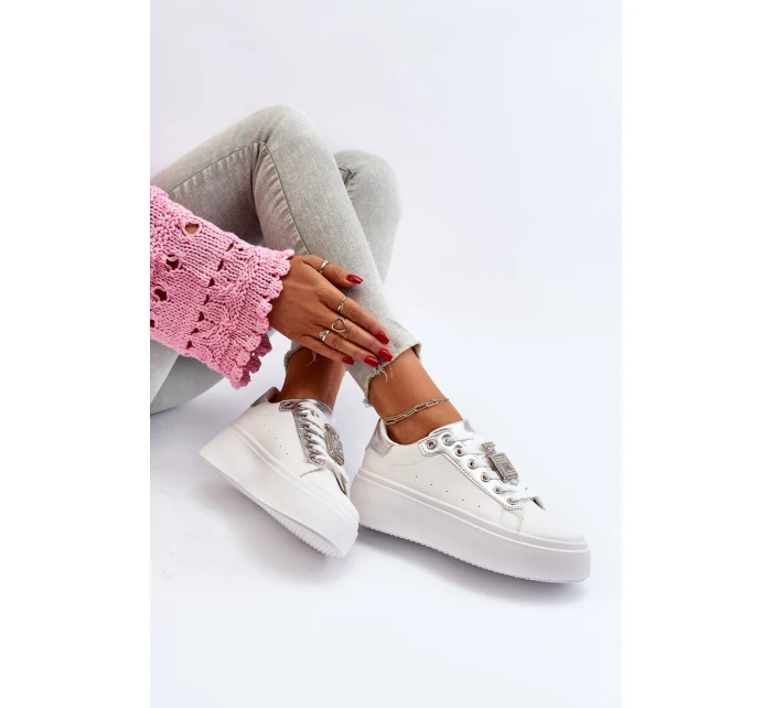Dámské tenisky s ozdobou Bílé model 21652244 - Boto