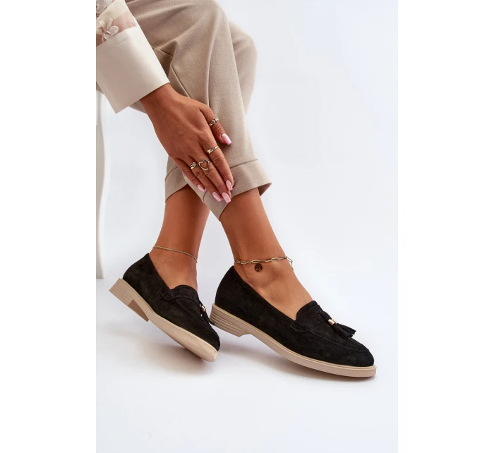 Černé Dámské Semišové Mokasíny Na Ploché Podrážce model 21652477 - Zazoo