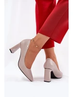 Eleganckie Czółenka Na Słupkowym Obcasie Vinceza 62221 Szare