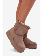 Damskie Śniegowce Na Platformie Z Futerkiem Ciemnobeżowe Evelira Damskie Śniegowce Na Platformie Z Futerkiem Ciemnobeżowe Evelira