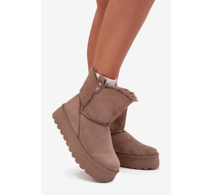 Damskie Śniegowce Na Platformie Z Futerkiem Ciemnobeżowe Evelira Damskie Śniegowce Na Platformie Z Futerkiem Ciemnobeżowe Evelira