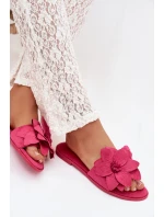 Dámské ploché nazouváky s ozdobnými květinami Fuksie Elzoria