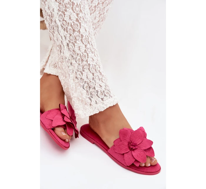 Dámské ploché nazouváky s ozdobnými květinami Fuksie Elzoria