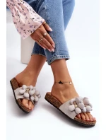 Dámské pantofle s ozdobami šedá Bunlia Dámské pantofle s ozdobami šedá Bunlia