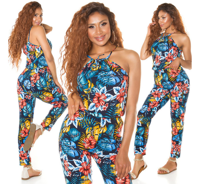 Sexy Summer Jumpsuit with tropical print