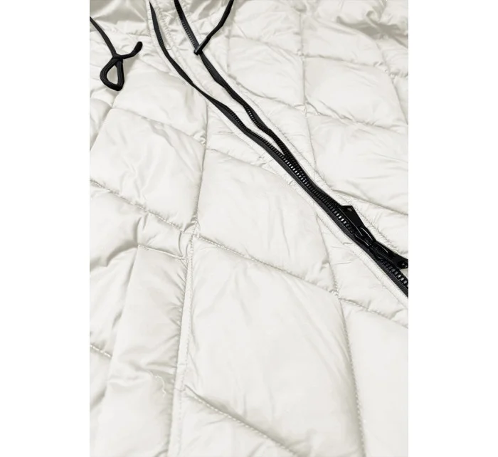 Dámska dlhá zimná bunda s kapucňou Libland ecru (7832)