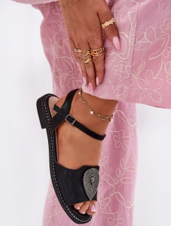 Dámské Sandály Na Plochém Podpatku S Ozdobou model 21696821 Černé - S.Barski