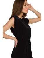 S259 Overal bez rukávov s vypchanými ramenami - béžový