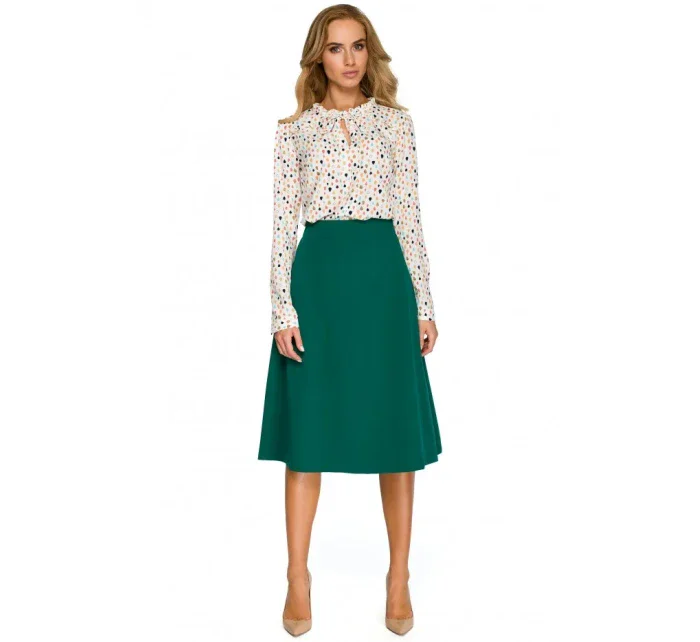 model 18001940 Midi sukně áčkového střihu zelená - STYLOVE