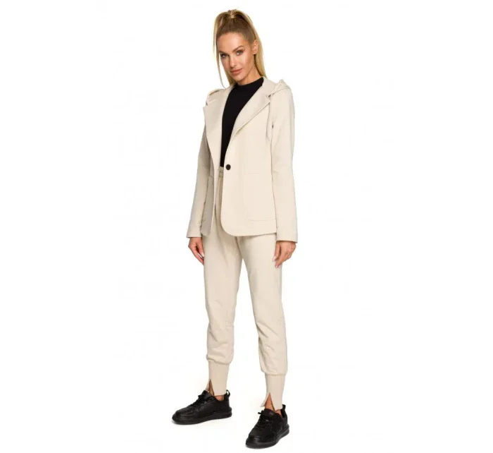 Dámska bunda s kapucňou a jedným gombíkom M691 sand - MOE