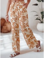 Dámské květované kalhoty s širokými nohavicemi camel Dstreet model 21987398 - FashionStreet
