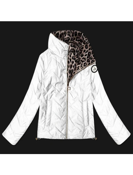 Biela prešívaná obojstranná bunda Goodlookin so stojatým golierom (B8579-26)