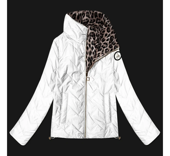 Biela prešívaná obojstranná bunda Goodlookin so stojatým golierom (B8579-26)